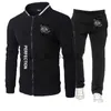 Tracksuits masculinos 2023 primavera outono nova glock perfeição tiro impressão casual de alta qualidade em torno do pescoço zip jaquetas + sweatpants conjuntos de cores sólidas x0907