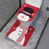 Capas de assento do vaso sanitário Natal boneco de neve Santa capa tapetes decorações conjunto de duas peças 2pcs impressão L5