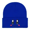 Adorável desenho animado rosa sorriso kirby gorros olhos grandes bordado gorro de malha para mulheres 17 cores