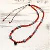 Ciondoli Gioielli folk-personalizzati Affascinante rosso nero rotondo perline di agata collana catena di maglioni regali vintage fatti a mano per la festa della mamma