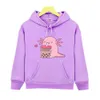 Pullover Chubby Axolotl Enjoys Bubble Tea Hoodie Kawaii Graphic Sweatshirt Kids Clothes Girls Y2k Sudaderas Boys Hoodies Unisex Pullover 230907