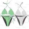 Kvinnors sexiga baddräkt mode bikini strandkläder två bit jacquard design utan bröstplatta underwire support