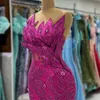 EBI Arabisch Aso Fuchsia Mermaid Prom Dress Crystals Lound Lace Evening Formeel feest tweede receptie verjaardag verloving jurken jurken jurken robe de soiree es
