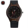 Redfire nieregularne grawerowanie puste wybieranie Ebony Wood Watch Men Kwarc Ruch czarny oryginalny skórzany pin na rękę na rękę