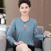 Women's Sweaters 2023 Spring Autumn Women Thin Embroidery Floral Knitted Middle-Aged Mother Lady Pullovers