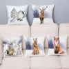 Pillow Watercolor Winter Animal Print Cover 45 Covers Super Soft Short Plush Pillows Cases Sofa Home Decor Pillowcase