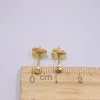 Stud Earrings Real 18K Yellow Gold 3mm 4mm 5mm Faceted Ball Shap Stamp Au750 For Woman