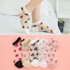 Women Socks 5 Pairs Transparent Crystal Fiber Boat Watermelon Fruit Jacquard Summer Ultra-Thin Invisible Drop