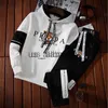 Tracksuits masculinos moda masculina tigre luxo impressão hoodies + calças esportivas terno pulôver suéter e jogging sweatpant conjunto streetwear x0907