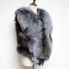 Kvinnors päls faux päls kvinnor naturlig riktig päls väst dam varm mjuk fluffig silver gilet ytterkläder mode casual bra kvalitet jackor 230906