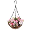 Cestas de suspensão artificiais da decoração das flores decorativas com plantas em vasos da grinalda falsas ao ar livre para interior