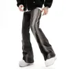 Мужские джинсы 2023 Y2K, уличная одежда, мешковатые расклешенные мужские брюки, прямые винтажные потертые черные джинсовые брюки с разрезом на молнии в стиле хип-хоп