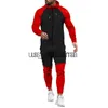 Men's Tracksuits 2023 Autumn and Winter New Color Matching Leisure Sports Suit Men's Hooded Coat Sportswear Running Fitness Clothing Men's Wear x0907