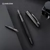 Fountain Pens Lt Hongdian 6013 Black Metal Fountain Pen Black Men's Business EF/ F/ Curved Nib Rotating Pen Cap Office Gift Ink Pen 230906