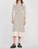 23 Spring, Summer, and Autumn New S-sandro French Lazy Stripe Knitted Dress V-Neck Ruffle Edge Slim Fit Knitted Long Dress