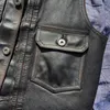 Gilet da uomo Moda Gilet in pelle di cavallo Gilet da motociclista in difficoltà Gilet da uomo Weskit Cappotto Senza maniche Giacca da serbatoio 5XL Genuino