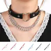 Choker Punk Chain Necklace For Women Girls Black Leather Heart Chockers krage Goth smycken Gotiska modetillbehör gåva