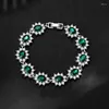 Charmarmband Umcho Green Rhinestone Petal Type Armband för kvinnor Romantiska smycken Bröllopsengagemang Anniversary Party Fashion