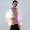 Women's Fur Faux Fur Women Faux Fur LED Light Coat Christmas Costumes Cosplay Fluffy Fur Jacket Outwear Winter Warm Festival Party Club Overcoat x0907