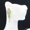 Boucles d'oreilles pendantes 55x15mm, papillon vert péridot blanc perle Smokey topaze CZ argent pour femmes, bijoux à la mode, rencontres pour filles
