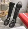 Viv Go Épais Strass Boucle En Métal Chealsea Genou Bottes Designer Daim Boot Femmes En Cuir Mode Martin Bottes Semelle En Caoutchouc Bottines D'hiver Chaussure