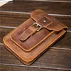 Waist Bags Vintage Retro Style Men's Crazy Horse Genuine Cowhide Leather Hip Belt Pack Fanny Phone Money Travel Bag 2034 2090 230906