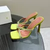 Amina Muaddi Rhinestone satén cruz zapatillas arco cristal adornado mulas carrete tacones sandalias mujeres verano diseñadores de lujo zapatos con caja