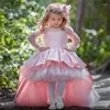 Girl Dresses Long-Sleeved Train Flower Wedding Robe Mariage Kids Pageant Gowns Tulle Ruffled First Communion