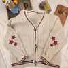 Women s Sweaters Chic Vintage Star Print Knitted Cardigan Preppy Cute Button Up V Neck Long Sleeve Coat Autumn Y2K Aesthetics Retro Sweater 230906