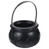 Gift Wrap Halloween Themed Decorations Large Size Witch Bucket Plastic Round Basket(Black)