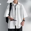 Men's Casual Shirts Privatihnker Large Size Knitted Short Sleeve Shirt Men Summer Blouses Solid Color Korean Clothing Fashion Male