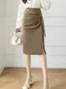 Skirts High Waist Front Cross Women's Wrap Midi 2023 Spring Summer Workwear Korean Sheath Pencil Sexy Female