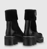 Elegant varumärke Winter Beaubourg Ankle Boots Women Booties Black Stretch Leather Wool Round Toe Lady Party Dress Booties EU35-43 Med Box