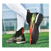 2024 New High Top Football Boots Ag TF 청소년 편안한 축구 신발 검은 블루 파란색 야외 긴 네일 트레이닝 신발 남성을위한