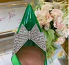 Double shoes Button Sandals High Heels Transparent rhinestones pointed butterfly drill Pearl Slippers Colorful Popular Glass