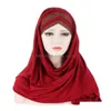 Scarves Glitter Amira Muslim Women Long Scarf Pl On Ready Wear Instant Cap Headwear Wrap Hijab Turban Arab Femme Chemo Shawl 230301 Dr Dhlox