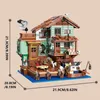 Aircraft Modle 2100PCS Fisherman's Wharf Building Block Tree House Model Seaside Street View Boat Transportation Adult Home Decoration Kid Toys 230907