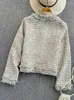 Kvinnors jackor bana kläder mode cardigan lång ärm svart lyx tweed jacka ull korta kappa elegant outwear casacos kvinnlig