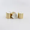 wholesale 50pcs gold Disc Top Caps With Aluminum Collar 24/410 Aluminum Shampoo Cap Plastic Bottle Container Cap Push Pull LL