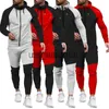 Men's Tracksuits 2023 Autumn and Winter New Color Matching Leisure Sports Suit Men's Hooded Coat Sportswear Running Fitness Clothing Men's Wear x0907