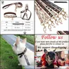 Dog Collars Leashes Designes Digny Dog Collar Leashes Set Classic Plaid Leather Pet Leash for Small Medium Dogs Cat Chihuahu otmzg