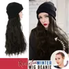 Largo Brim Chapéus Sintético Longo Encaracolado Malha Esqui Inverno Com Cabelo Peruca Beanie Anexado Chapéu Para Menina Hang Out Natural Algodão Feito # 12242H