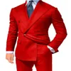 Brand New Red Groom Tuxedos Double-Breasted Men Wedding Tuxedo Fashion Men Jacket Blazer Men Prom Dinner Darty Suit Jacket Pants 272j