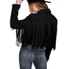 Women's Jackets Ladies Fashion Solid Color Fringe Faux Suede Leather Fall For Women Hooded Lightweight Jacket Woman