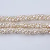 Loose Gemstones 6-8mm Natural White Baroque Wholesale Freshwater Pearl Strands Side Hole Strap Chain