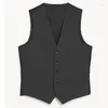 Gilets pour hommes gilet gentleman style vintage simple boutonnage col en V sans manches pour les affaires de mariage décontracté 2023 produit