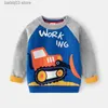 Trui Kinderkleding Trui Jongens Herfst Dubbellaags Katoen Breien Trui Winter Jongens Auto Lange Mouw Trui T230907