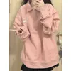 Deeptown moda coreana Kawaii rosa lettera stampa felpa donna Harajuku stile preppy oversize con cappuccio top casual a maniche lunghe