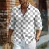 Heren Casual Shirts 2023 Checker Gedrukt Shirt Met Lange Mouwen Outdoor Designer Top Button Revers High Definition Patroon S-6XL