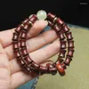 Strand Red Sandalwood Bamboo Festival Buddhist Beads Hand String Leaflet Crafts Men And Women's Bracelet